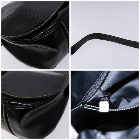 PRADA Shoulder Bag Enamel Black Silver Auth - Picture 11 of 15